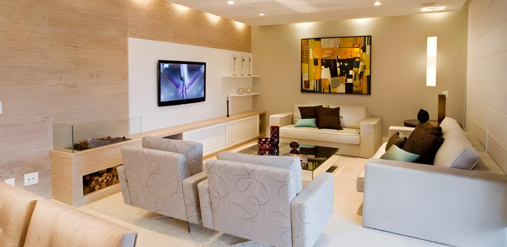 Projeto residencial desenvolvido por marmoraria especializada com acabamento em pedra natural de alta qualidade.